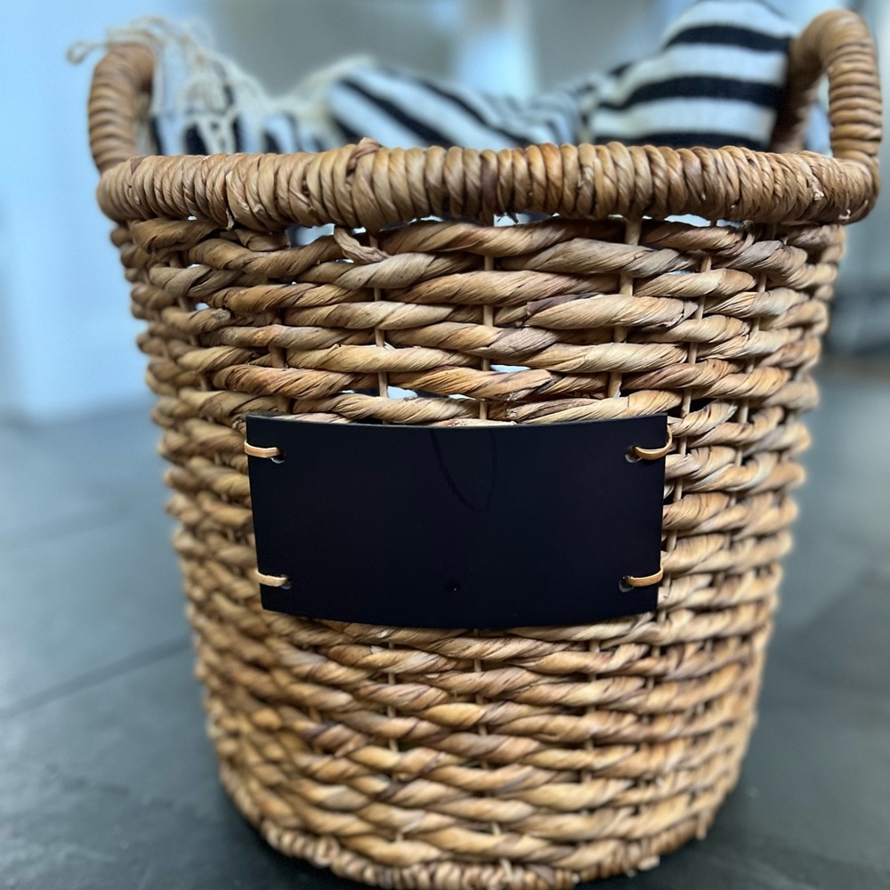 Basket with chalkboard label